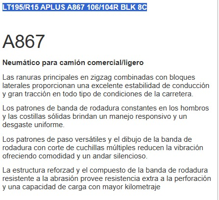 Llanta Aplus A867 195R15 | Uso Comercial | JALBRO - Imagen 3