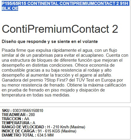 Llanta Continental ContiPremiumContact 195/65R15 | JALBRO - Imagen 2
